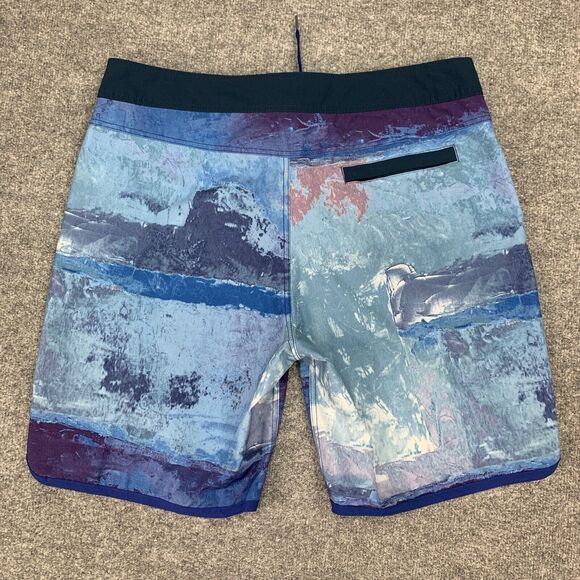 Prana Board Shorts Mens 36 Dusky Skies Elliot High Seas Lightweight Surf Swim - Picture 8 of 12